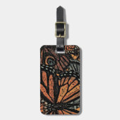 Oranje vlinderfantasie abstracte kunst bagagelabel (Voorkant verticaal)