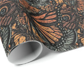 Oranje vlinderfantasie abstracte kunst cadeaupapier (Rol Hoek)