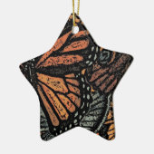 Oranje vlinderfantasie abstracte kunst keramisch ornament (Links)