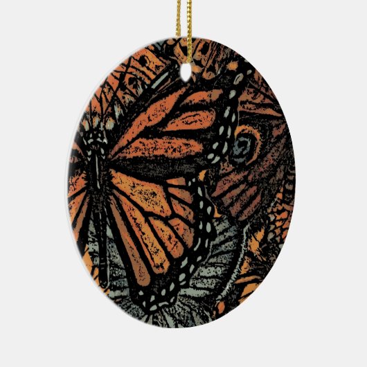 Oranje vlinderfantasie abstracte kunst keramisch ornament (Rechts)