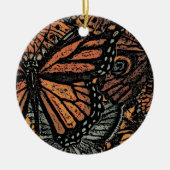 Oranje vlinderfantasie abstracte kunst keramisch ornament (Voorkant)