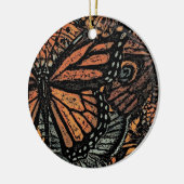 Oranje vlinderfantasie abstracte kunst keramisch ornament (Links)