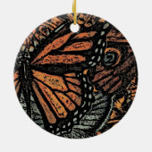 Oranje vlinderfantasie abstracte kunst keramisch ornament (Achterkant)