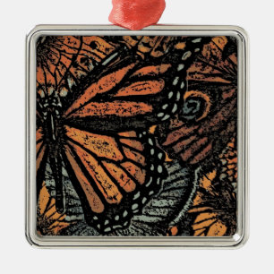 Oranje vlinderfantasie abstracte kunst metalen ornament