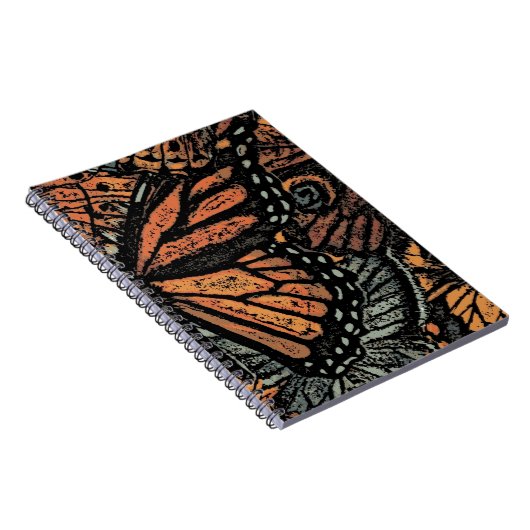 Oranje vlinderfantasie abstracte kunst notitieboek (Rechterzijde)