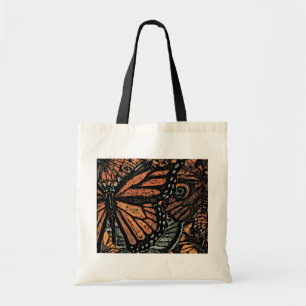 Oranje vlinderfantasie abstracte kunst tote bag