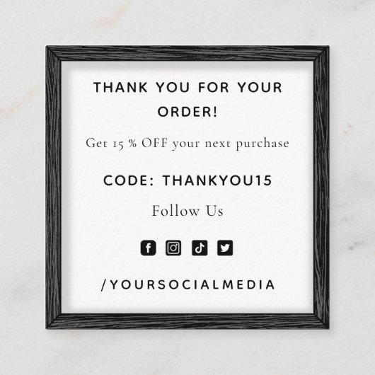 Oranje vlinderillustratie Bedankt Classic Vierkante Visitekaartje (Achterkant)