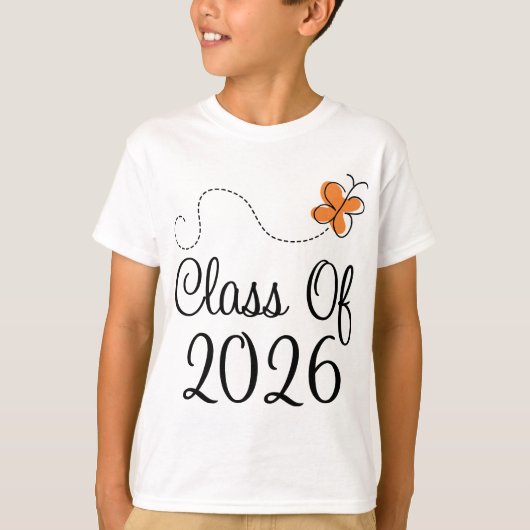 Oranje vlinderklasse 2026 t-shirt (Voorkant)