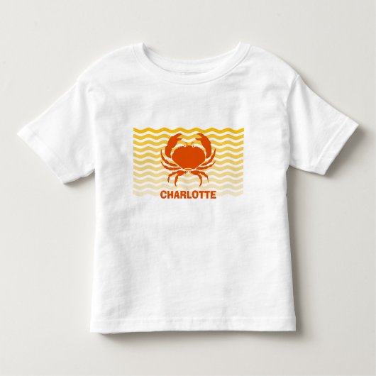 Oranje vlinderkrab op de zandkust kinder shirts (Voorkant)