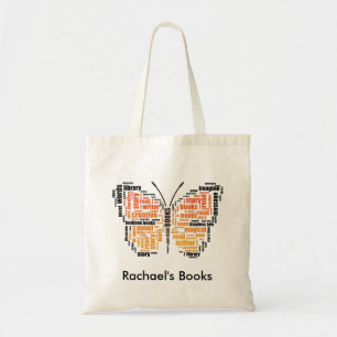 Oranje vlinderkunstbibliotheek tote bag