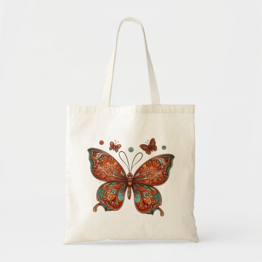 Oranje vlinderontwerp tote bag (Voorkant)