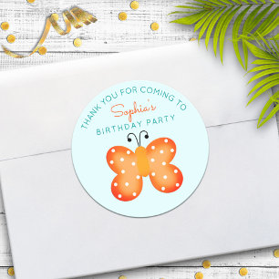 Oranje vlinderpartij gunst bedankt Stickers