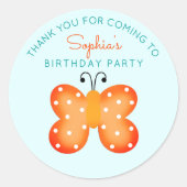 Oranje vlinderpartij gunst bedankt Stickers (Voorkant)