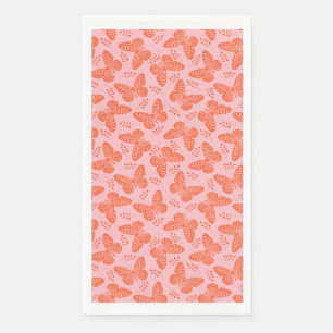 Oranje vlinderpatroon op roze achtergrond servet