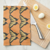 Oranje vlinderpatroon theedoek (Quarter Fold)