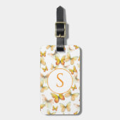 Oranje Vlinders Aangepast Monogram Bagagelabel (Voorkant verticaal)