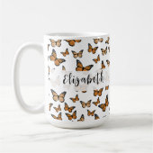 Oranje Vlinders Aangepaste Naam Koffiemok (Links)