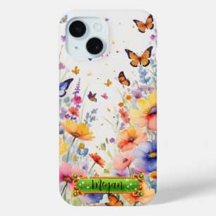 Oranje Vlinders Bloemenveld iPhone / iPad hoesje