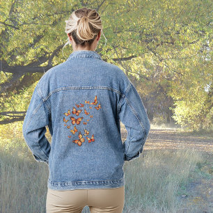 Oranje vlinders flocking denim jacket