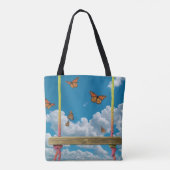Oranje vlinders in dromerige blauwe lucht tote bag (Achterkant)