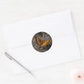Oranje vlinderstaartjes ronde sticker (Envelop)