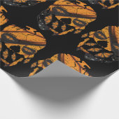 Oranje vlindervleugels Skulls Black Cadeaupapier (Hoek)