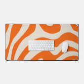 Oranje Vloeibare Swirl Flow Groovy Stripe Y2K Patr Bureaumat (Keyboard & Muis)