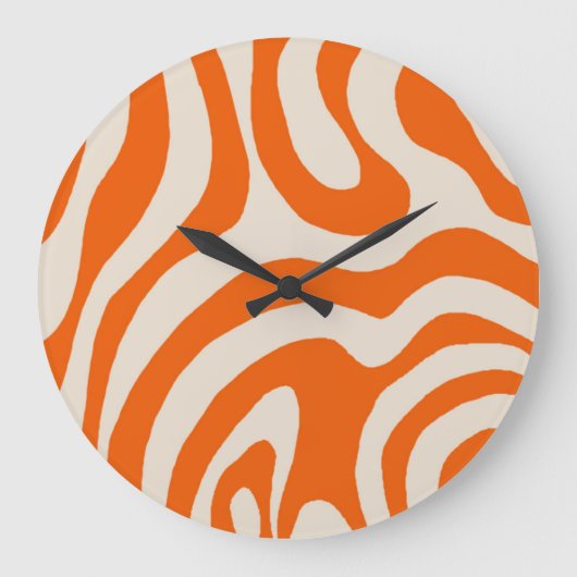 Oranje Vloeibare Swirl Flow Groovy Stripe Y2K Patr Grote Klok (Voorkant)