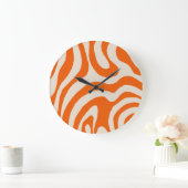 Oranje Vloeibare Swirl Flow Groovy Stripe Y2K Patr Grote Klok (Huis)