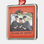 Oranje Voeg uw Foto/Jaar Afstuderen toe Metalen Ornament (Links)