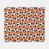 Oranje Voetbal Nummer Patroon Fleece Deken (Voorkant (Horizontaal))