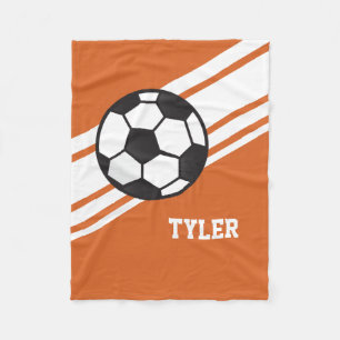 Oranje Voetbal Sport Persoonlijke naam Fleece Deken