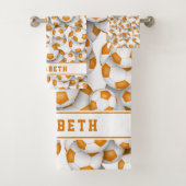 oranje voetballen patroon atleet naam bad handdoek (Insitu)