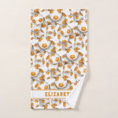 oranje voetballen patroon atleet naam bad handdoek (Handdoek)