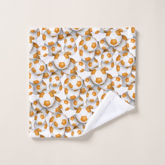 oranje voetballen patroon atleet naam bad handdoek (Wasdoekje)