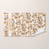 oranje voetballen patroon atleet naam bad handdoek (Handdoek)