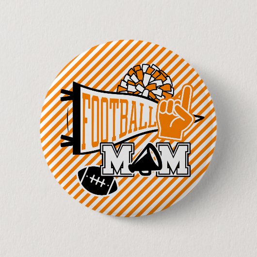 Oranje voetbalmoeder ronde button 5,7 cm (Voorkant)