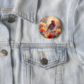 Oranje Vogel Bloem Knop Ronde Button 5,7 Cm (In situ)