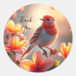 Oranje Vogel Bloem Sticker