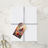 Oranje Vogel Bloemen Gift Label Cadeaulabel (Met Touw)