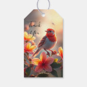 Oranje Vogel Bloemen Gift Label Cadeaulabel (Achterkant)