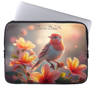Oranje Vogel Bloemige Laptop Hoes