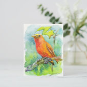 Oranje vogel briefkaart (Staand voorkant)