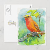 Oranje vogel briefkaart (Voorkant / Achterkant)