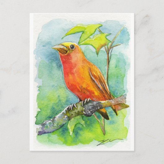 Oranje vogel briefkaart (Voorkant)