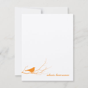 Oranje vogel op de tak van de ecru - dank u voor u kaart