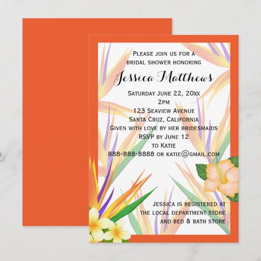 Oranje vogel van het Paradise Vrijgezellenfeest We Kaart (Voorkant / Achterkant)