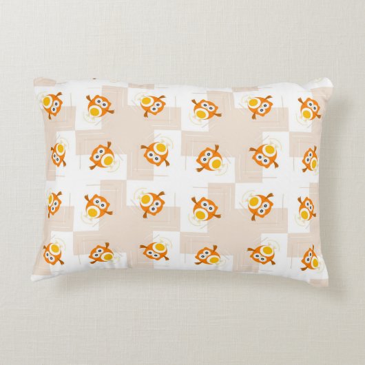 Oranje vogelpatroon accent kussen (Achterkant)