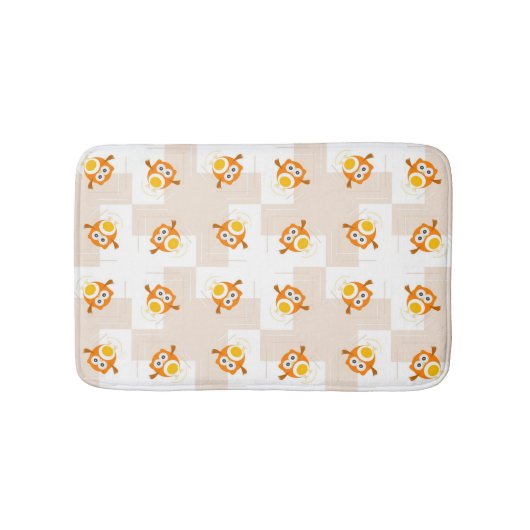 Oranje vogelpatroon badmat (Voorkant)