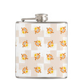 Oranje vogelpatroon heupfles (Voorkant)